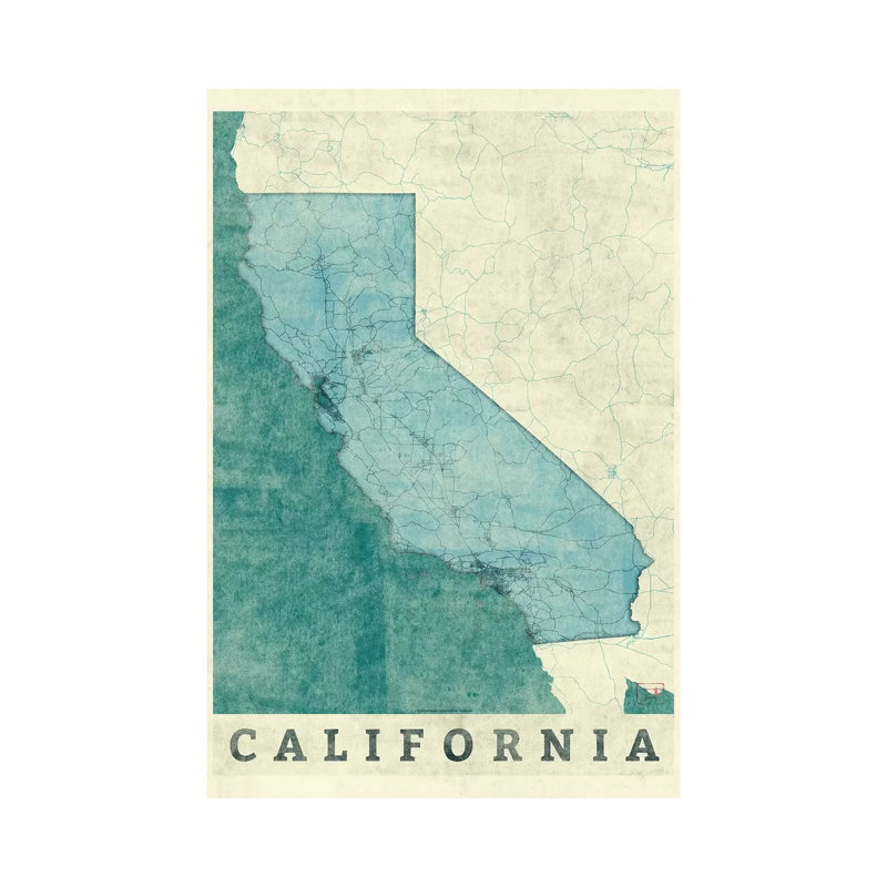 California Map by Hubert Roguski - Wrapped Canvas Print, 30.48 cm H x 45.72 cm W