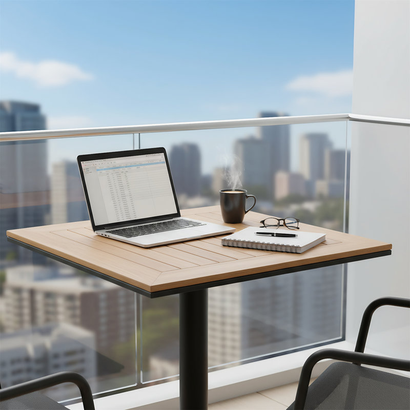 Table carrée en plastique pour l'extérieur
