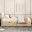 Lit simple avec tête et pied blanc brillant - 2 tiroirs de couleur chêne pour un meilleur rangement-1878217743