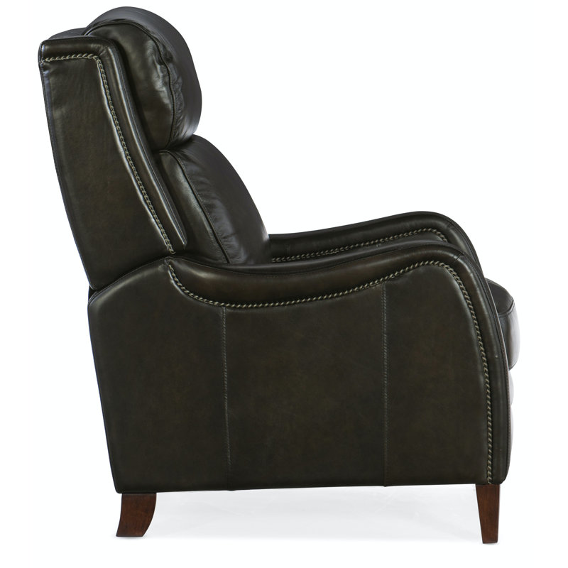 Sulema Leather Power Recliner, Dark Brown Genuine Leather, Manual