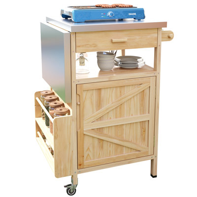 Small Outdoor Grill Cart With Stainless Steel Top Drop Leaf