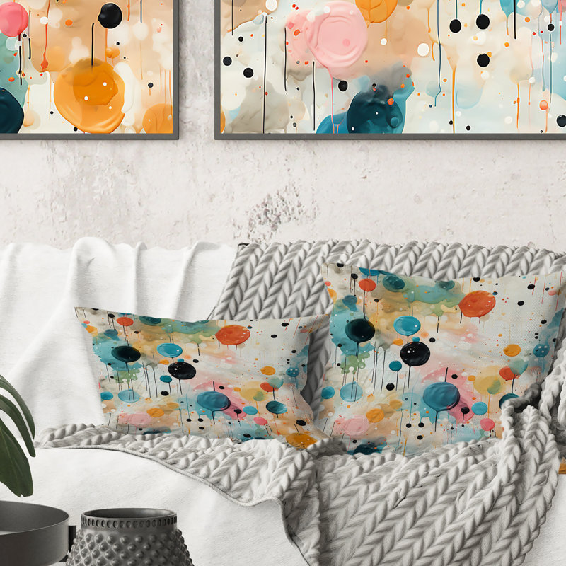 Polka Dots Throw Pillow, 16" x 16"