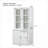 Cabinets | 75.25" Large Freestanding Display Pantry Cabinet, Snow White, Glass Lattice Door, Adjustable Storage | Farmhouse | Living Room-2018169874