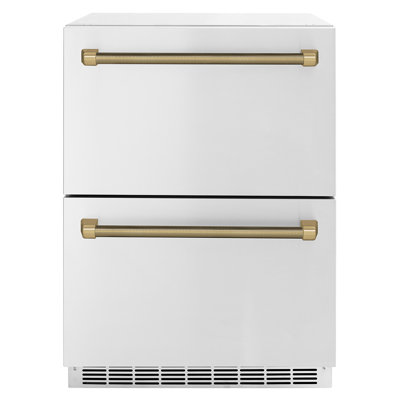ZLINE Autograph 24 in. Touchstone Refrigerator Drawer with Steel Doors & Bronze Helix Handles