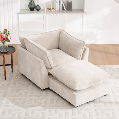 Heffernan 44.49" Accent Chair With Ottoman