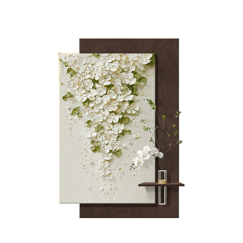 Blanc, art mural rectangulaire en grès café, H 27,56 po x l 19,69 po