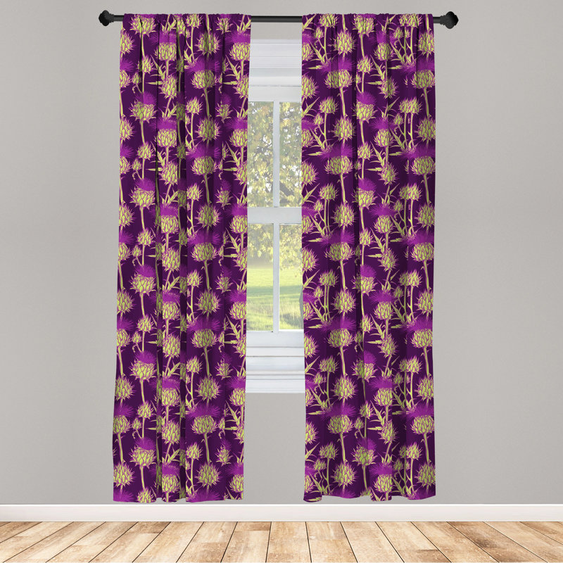 Thistle Floral Semi-Sheer Rod Pocket Curtain Panels, 28" x 84"
