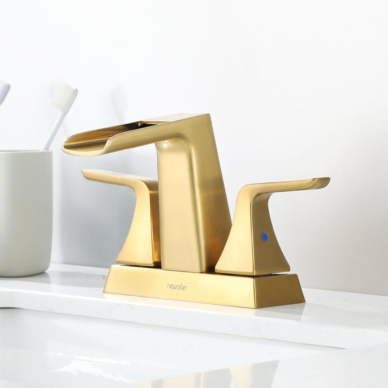 Centerset Bathroom Faucet with Drain Assembly, Brushed Gold