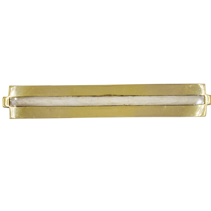 Karl Brass Long Bar Pull, Pearl Cream, 3.5"