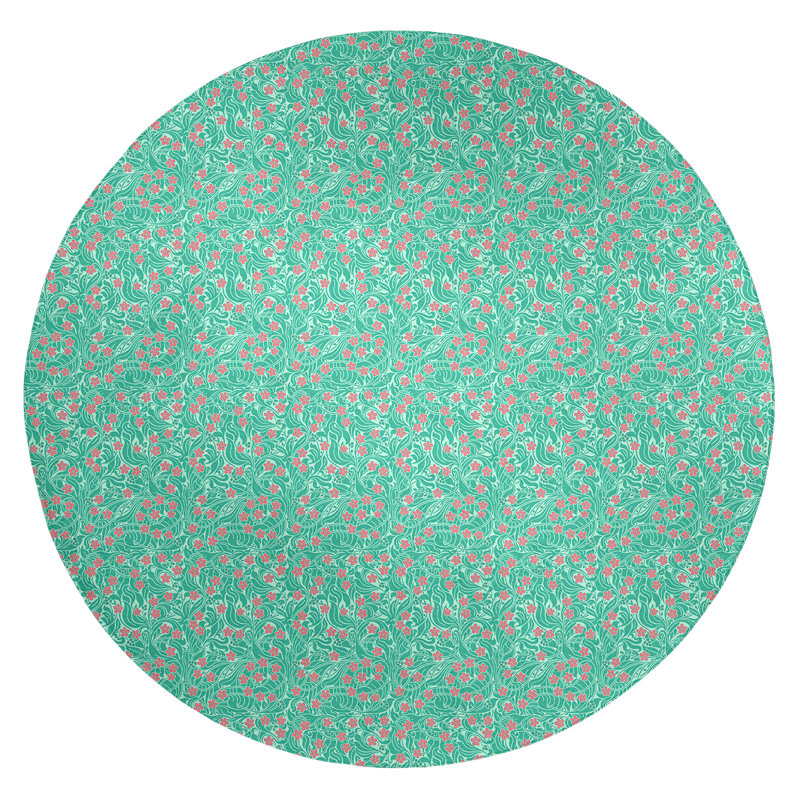 Chenille Floral Indoor Rug, Round 5'