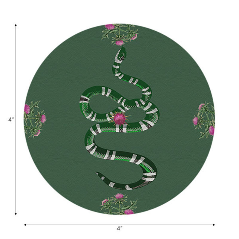Sous-verres ronds en cuir Thistle and Snake, Evergreen