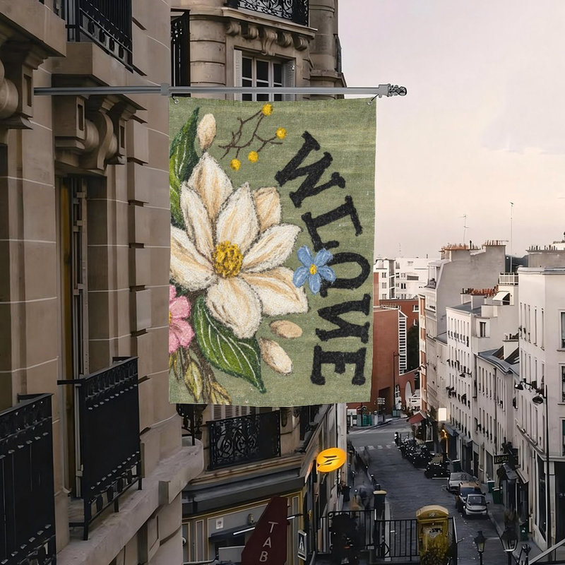Drapeau de bienvenue Magnolia Bloom, pour intérieur et extérieur - L 35 x l 24