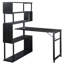 Table de coin en L pour bureau à domicile, table d'ordinateur rotative avec bibliothèque à 5 niveaux, quatre méthodes d'installation, roulettes verrouillables