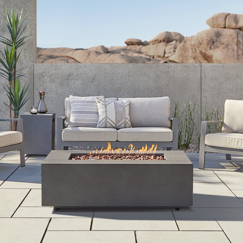 Real Flame Aegean 5 Seat Outdoor Patio Furniture Set With Fire Table