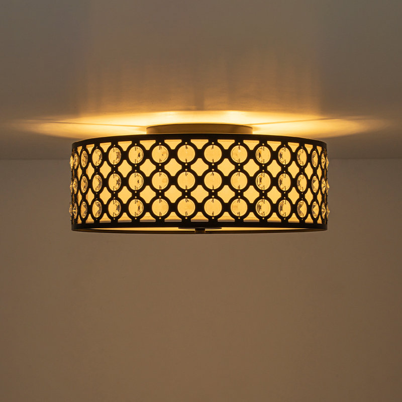 Plafonnier semi-encastré cylindrique en lin 3 lumières