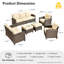 Ensemble de 6 pièces de mobilier d'extérieur avec repose-pieds-1610867453