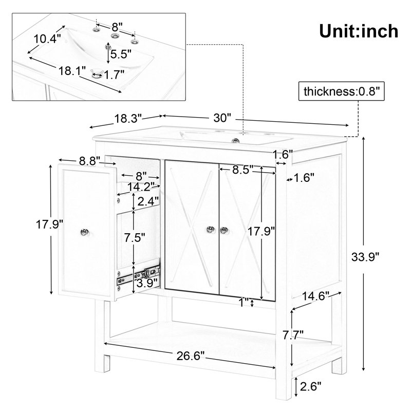 Ensemble de meuble-lavabo simple 30 po Sietze