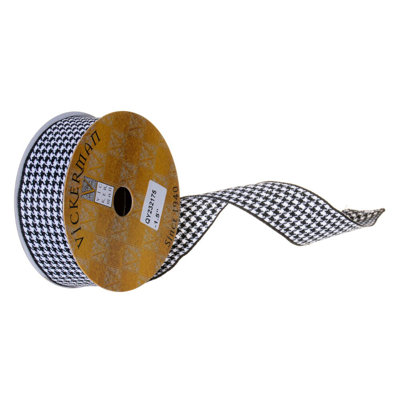 1.5" x 10 Yard Houndstooth Wired Ribbon.