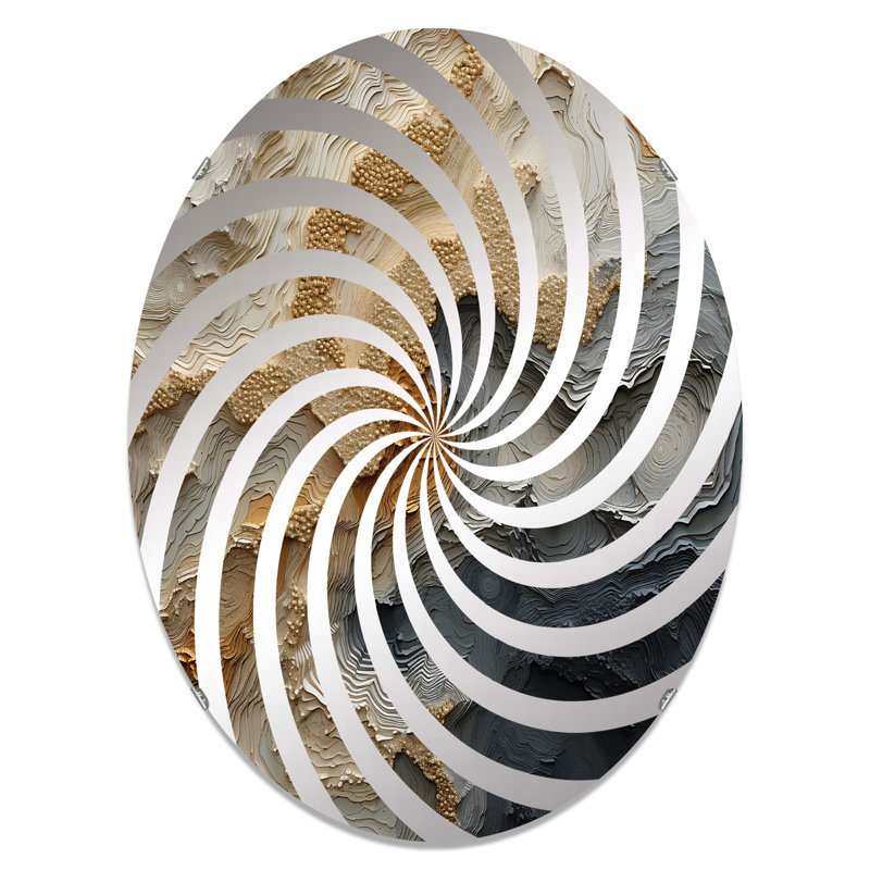 Miroir décoratif Vortex doré et beige - MIR115870-Ovale, 35,4 po x 23,6 po