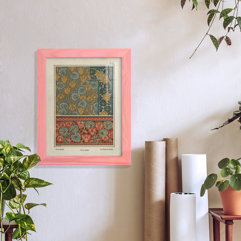 Nouveau Decorative I, reproduction d'art encadrée, H 11 po x l 9 po x P 1 po, Rose