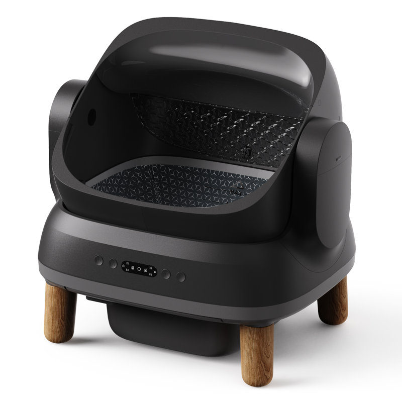 Automatic Self-Cleaning Cat Litter Box for Multiple Cats, Smart App & Anti-Pinch Safety, Open‑top Black