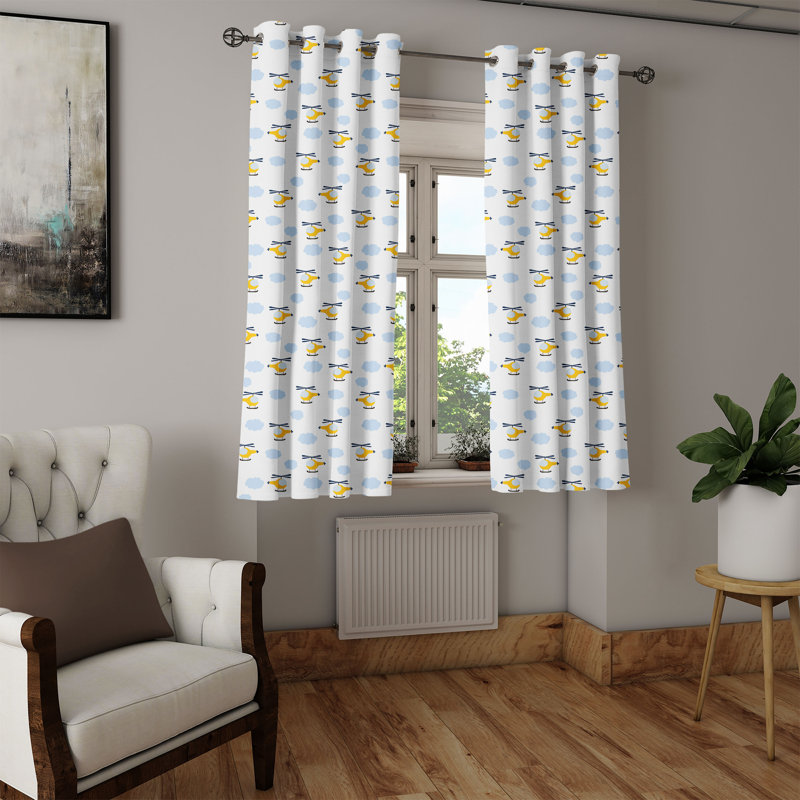 Rideau décoratif à œillets 2 panneaux Dakota Fields, 50 po x 63 po, jaune bleu