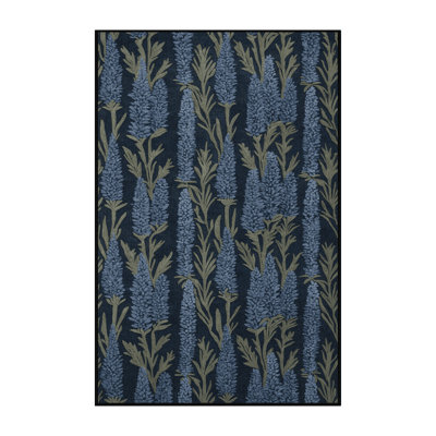 Machine Washable Botanical Gray Area Rug