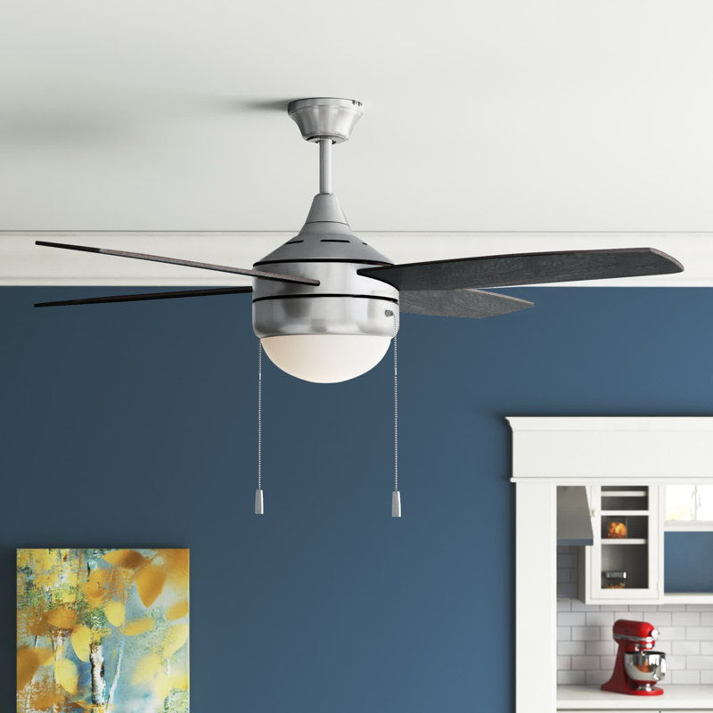 52'' Brushed Nickel Ceiling Fan with LED Light and Greywood Blades