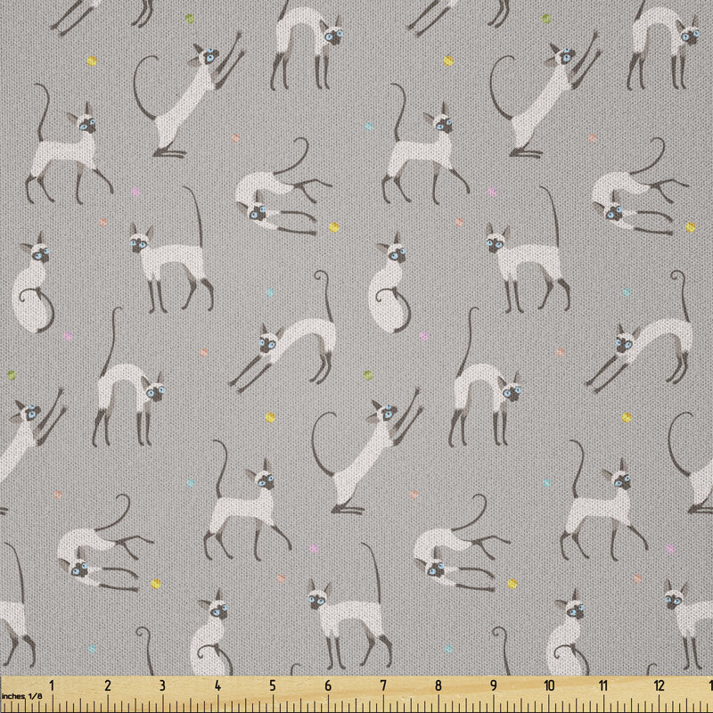 Dayonna Siamese Cat Playing and Posing Multi-Purpose Fabric
