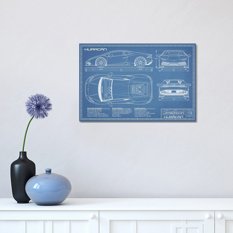 «Lamborghini Huracan LP 610-4 Blueprint», impression sur toile tendue, H 12 po x l 18 po x 1,5 po