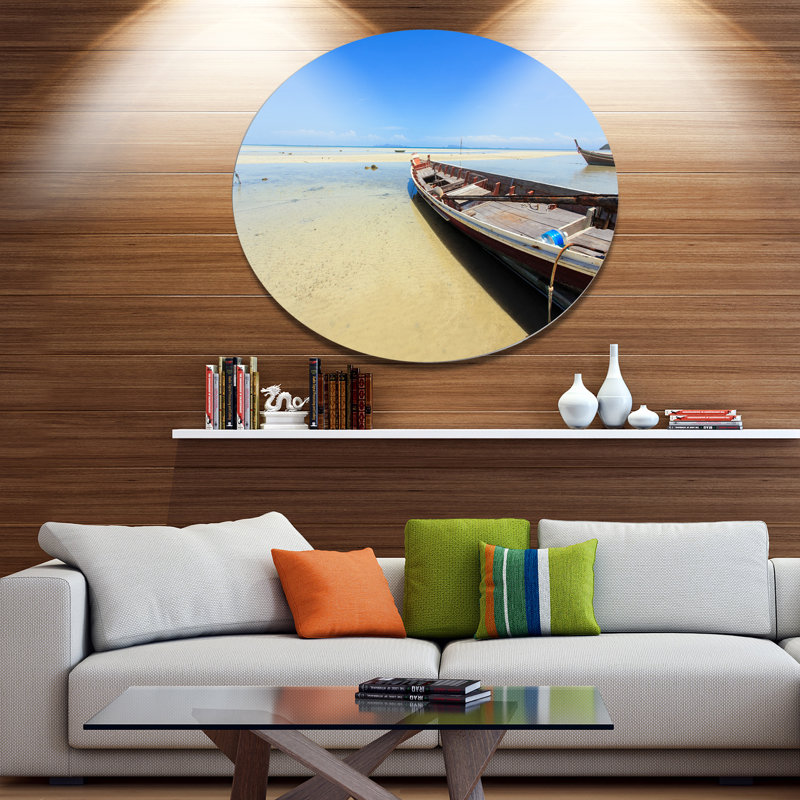 Photographie "traditionnel du bateau thaï on beach", H 38 po x l 38 po x P 1 po, Métal