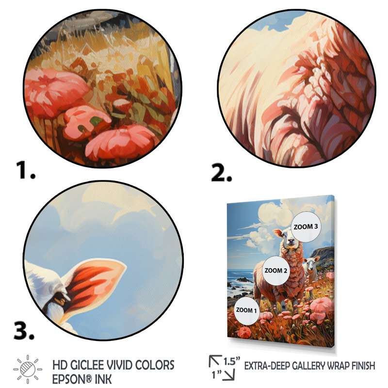 «Philip Coastston Pink Lamb» sur toile, Cadre photo noir, H 32 po x l 16 po x P 1 po