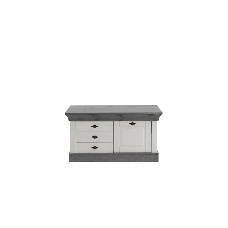 Falkville Upholstered Storage Bench, White/Grey