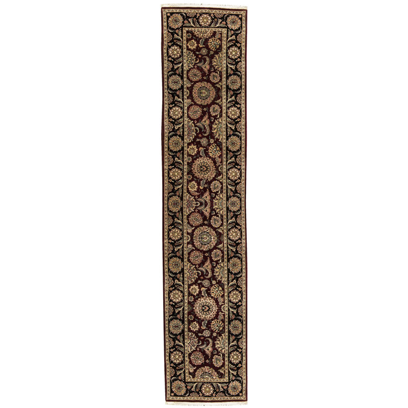 Manchuria Wool Oriental Area Rug in Black/Wine