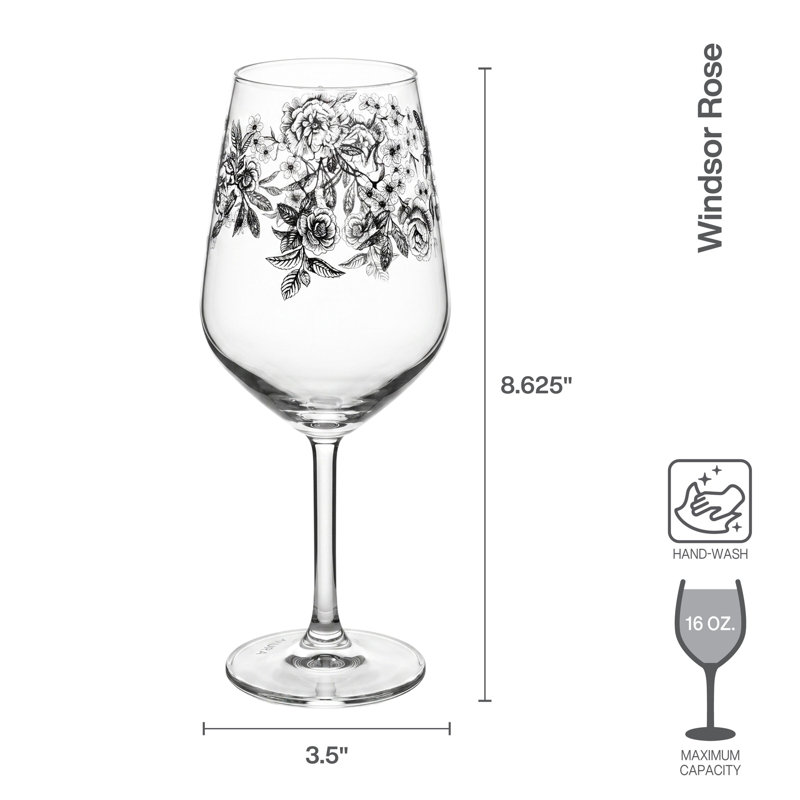 Mikasa Windsor Rose Wine Glasses, Set of 4