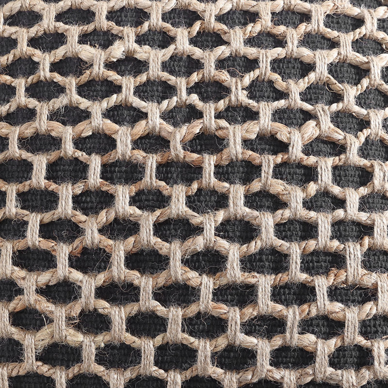 Jada Black and Jute 20" Square Boho Throw Pillow Set