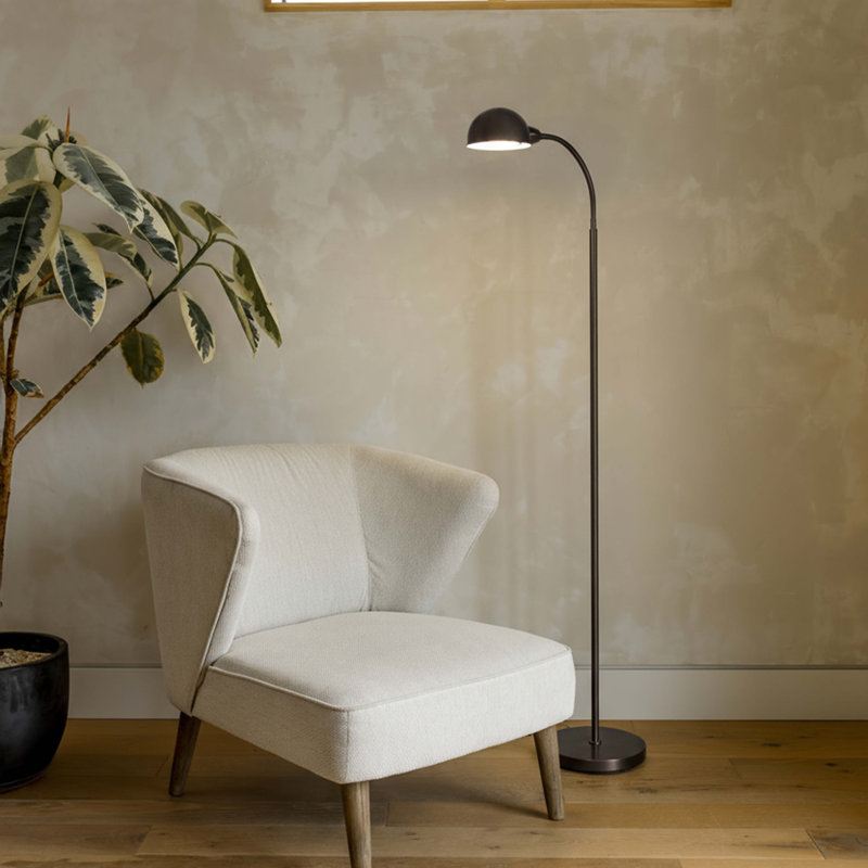 Regent 68" Bronze Industrial Adjustable Gooseneck LED Reading Floor Lamp, Bulb Included