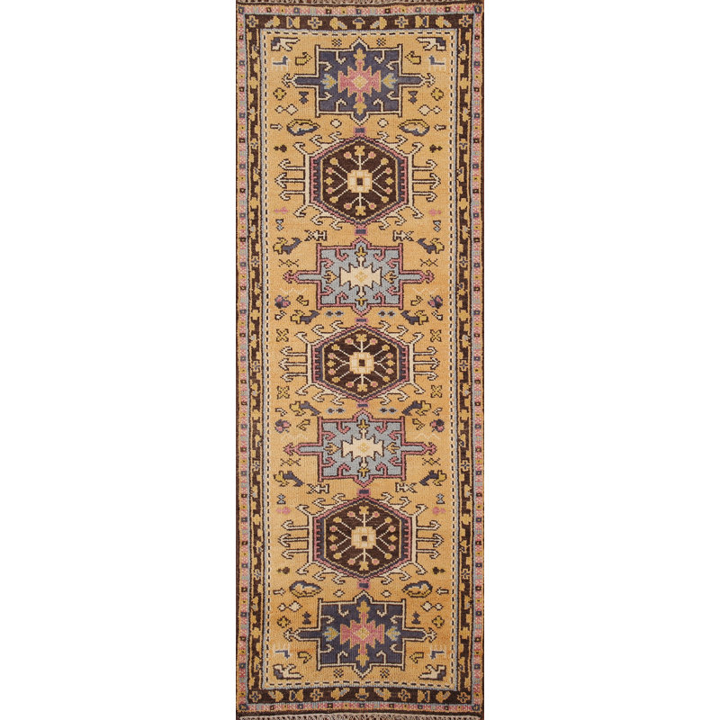 Tapis de couloir géométrique en laine 3x8