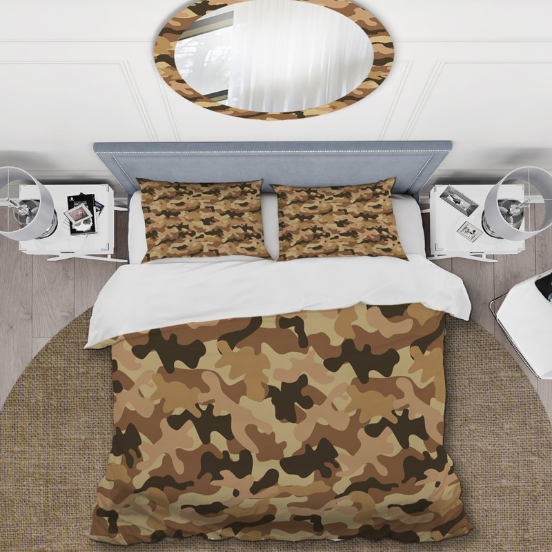 Camouflage brun tendance - ensemble de housse de couette abstrait - microfibre de polyester