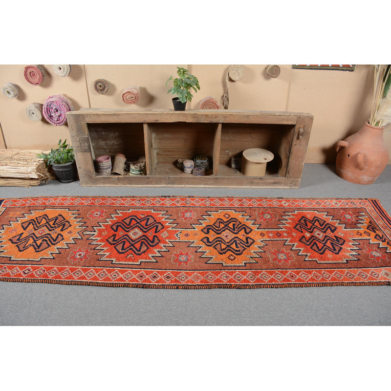 Tapis rétro, tapis de luxe, tapis moderne mauve, tapis turcs, tapis moderne, tapis de couloir 2,9 x 10,2 pi