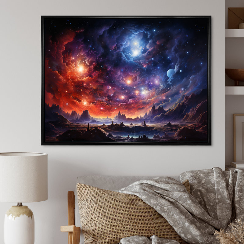 Berlon Galaxy Celestial Fireworks IV - impression, Cadre flottant noir, H 34 po x l 44 po