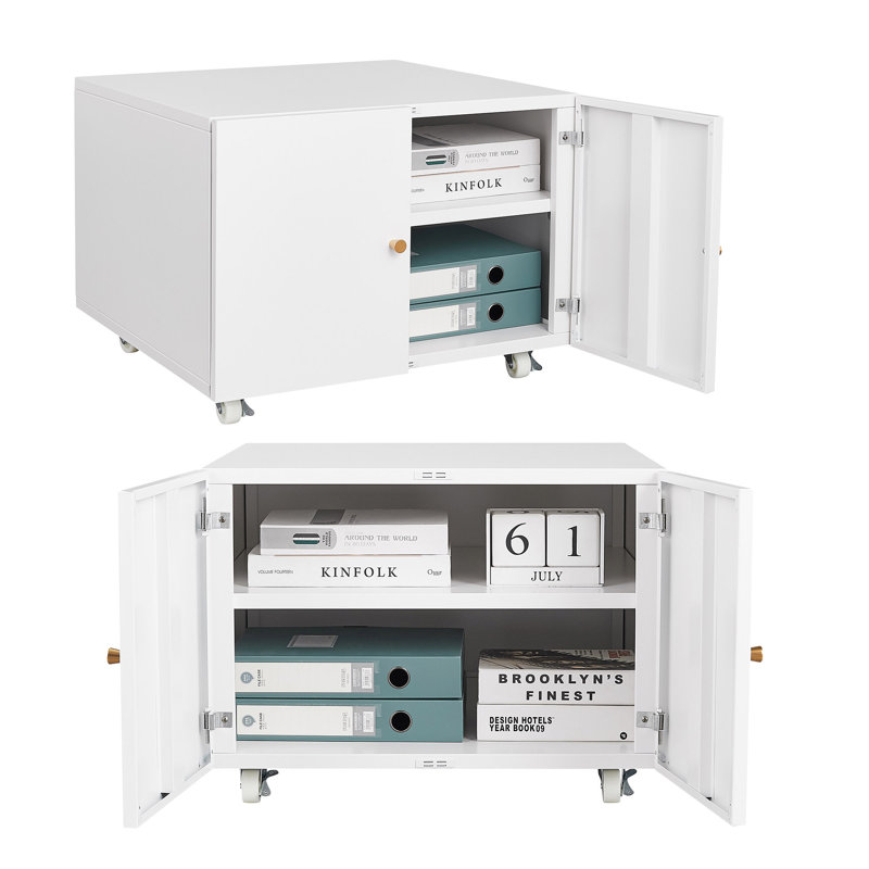 Support d'imprimante avec roulettes 23,62 po, H 17,72 po x l 23,62 po x P 23,62 po, Blanc