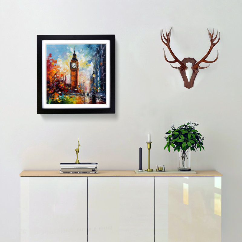 Single Picture Frame Print on Wood, Black