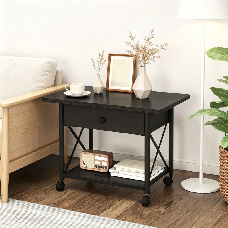Support pour imprimante sous le bureau avec tiroir de rangement, chariot roulant de 23,6 x 15,7 pouces pour l'organisation de bureau à 2 niveaux, table d'imprimante mobile pour imprimante 3D, bureau à domicile très résistant