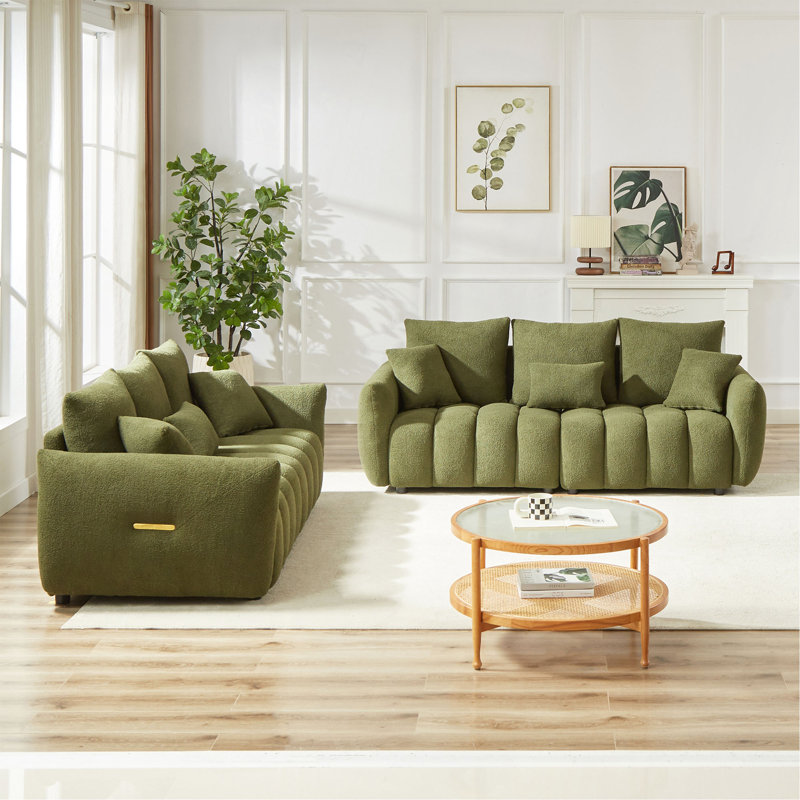 Combo Sofa Modern Living Room Sofa, Teddy Sofa, Wooden Frame, Apartment Sofa Furniture, Green