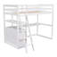 Lit mezzanine simple avec bureau et tablettes, deux tiroirs intégrés, blanc