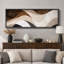 Abstrait brun beige, motif de vagues fluides, images de salon moderne, impression sur toile encadrée-126093121-126093124