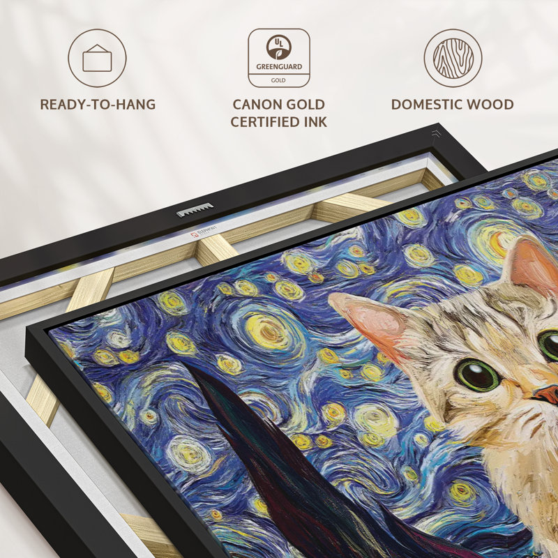 «Isaias Lost Kitty Starry Night», reproduction sur toile