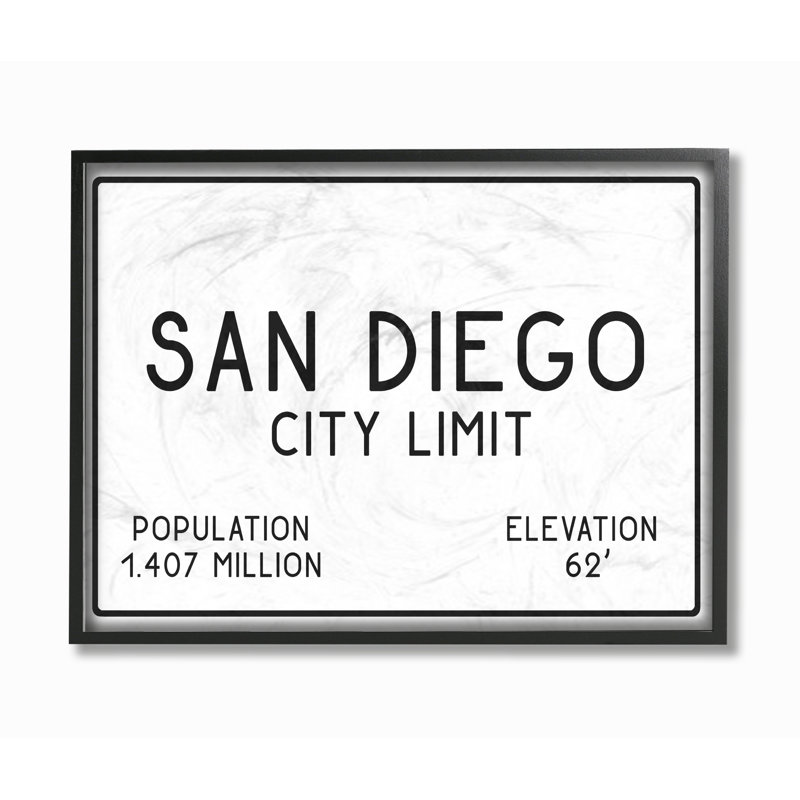 «San Diego City Limit» par Daphne Polselli, reproduction d'art textuel sur toile, H 11 po x l 14 po