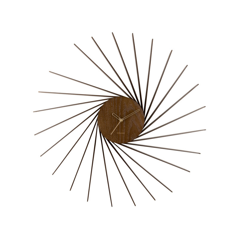 Wood Wall Clock, Dark Wood/Gold